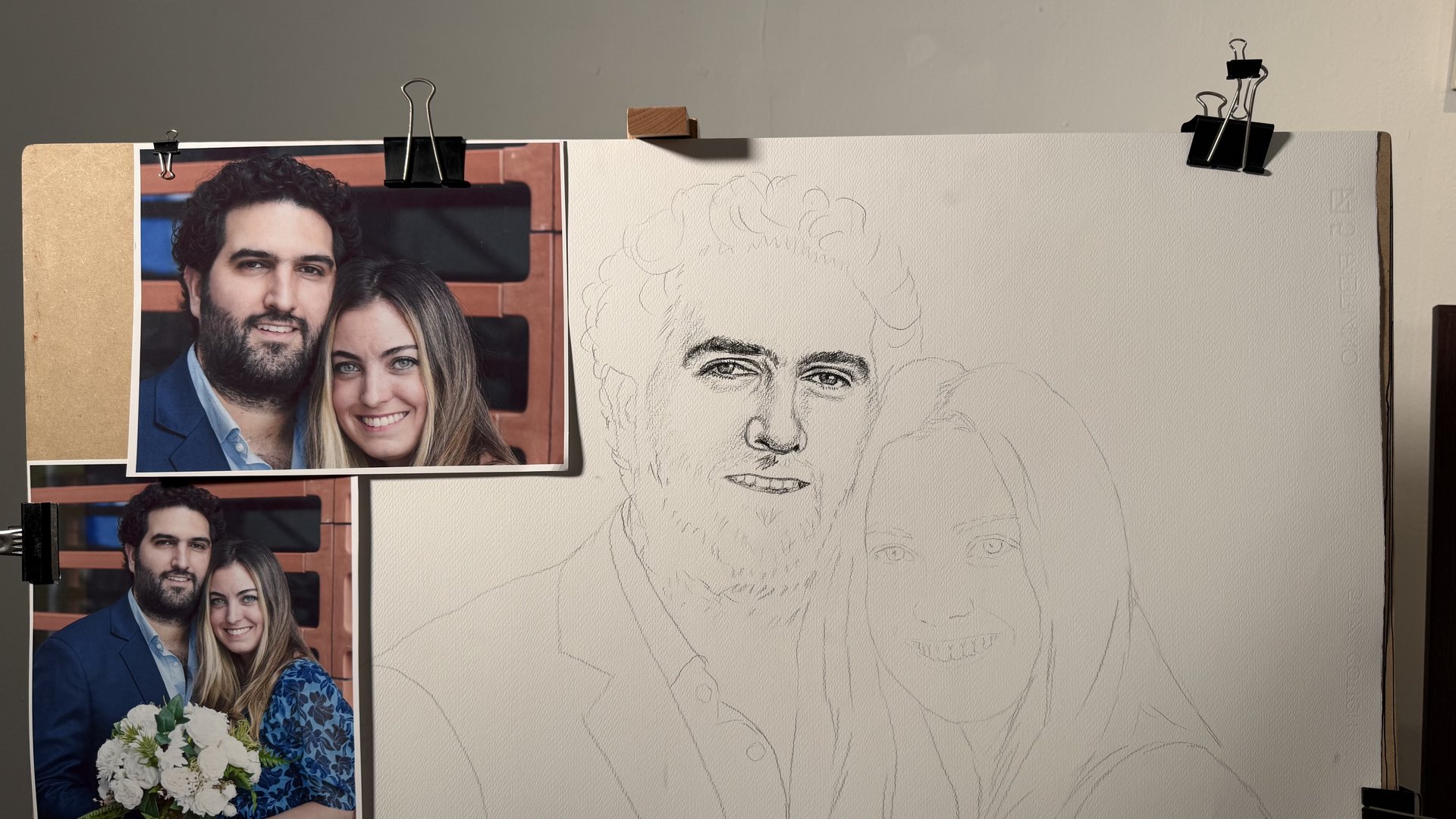 Xi y Edu Portrait Progression 02 - Progresión del Dibujo 02 - Rafael Corro