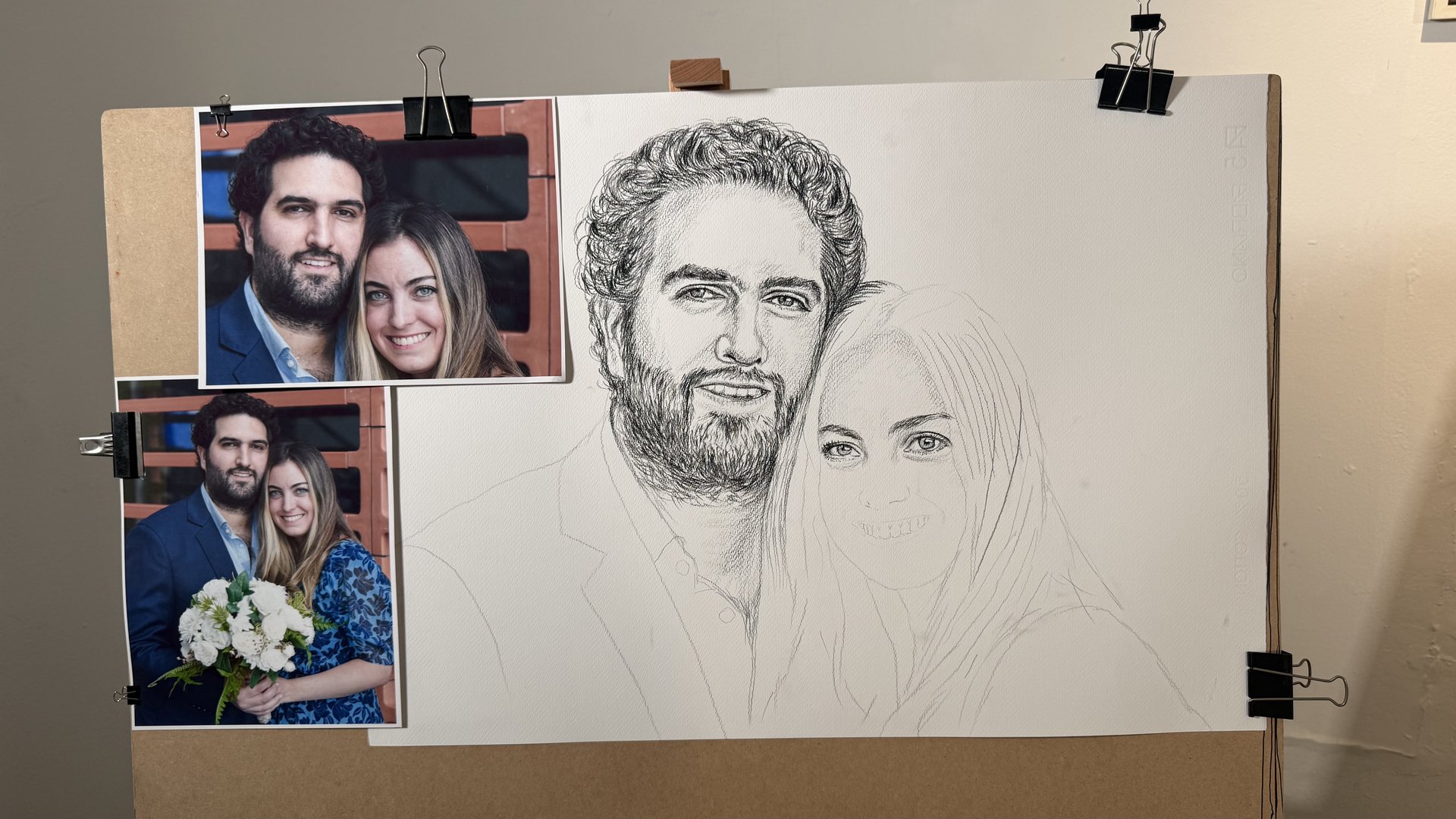 Xi y Edu Portrait Progression 09 - Progresión del Dibujo 09 - Rafael Corro