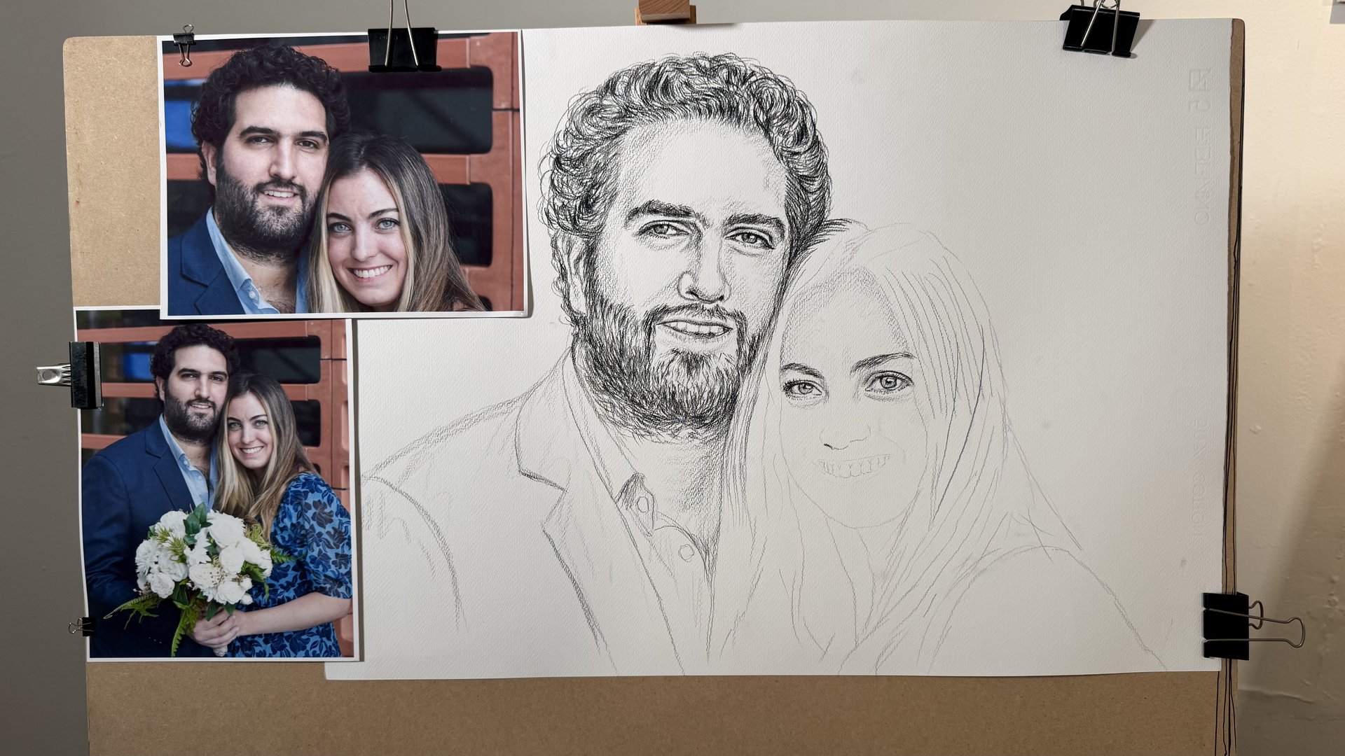 Xi y Edu Portrait Progression 10 - Progresión del Dibujo 10 - Rafael Corro