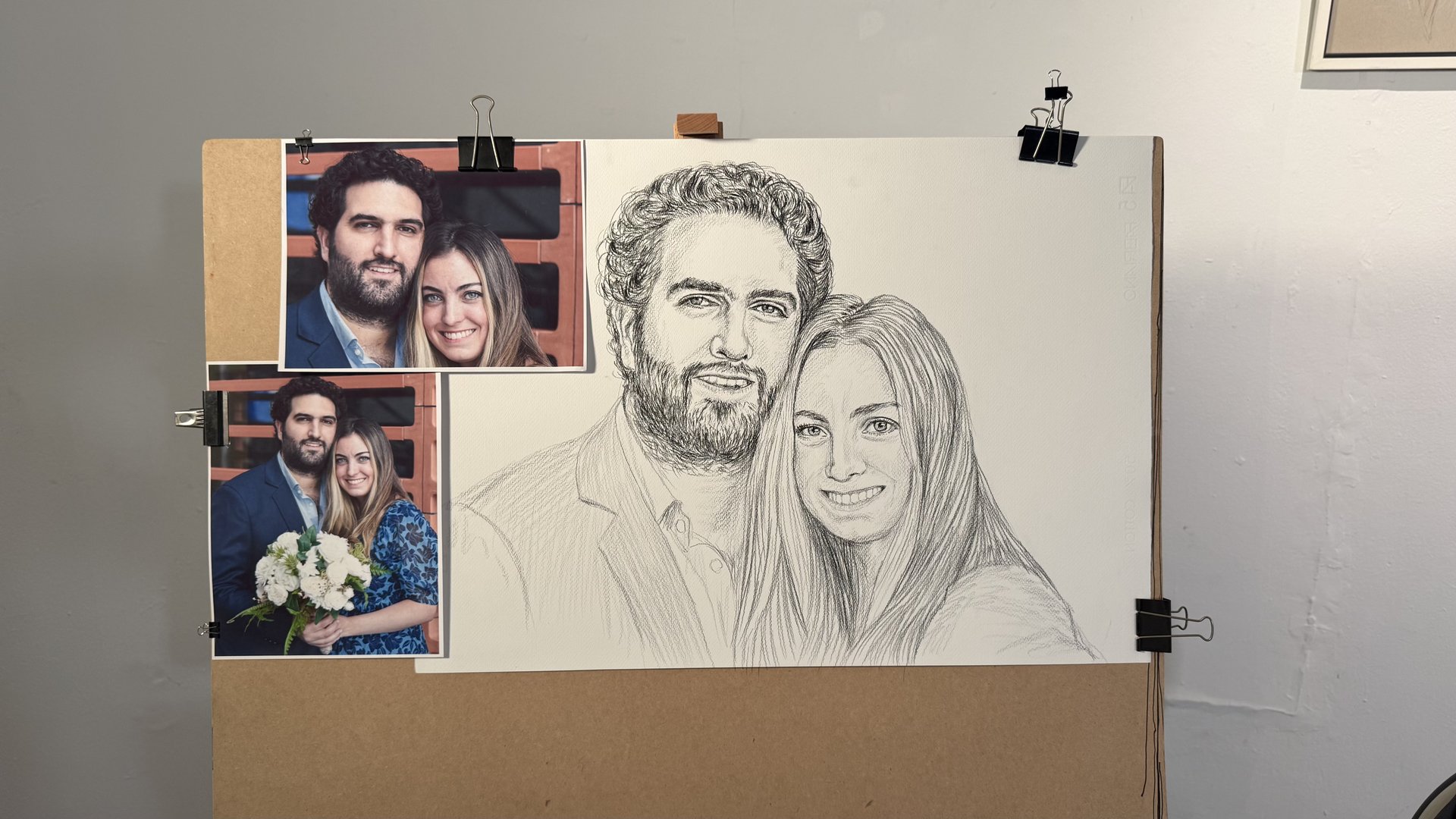 Xi y Edu Portrait Progression 14 - Progresión del Dibujo 14 - Rafael Corro