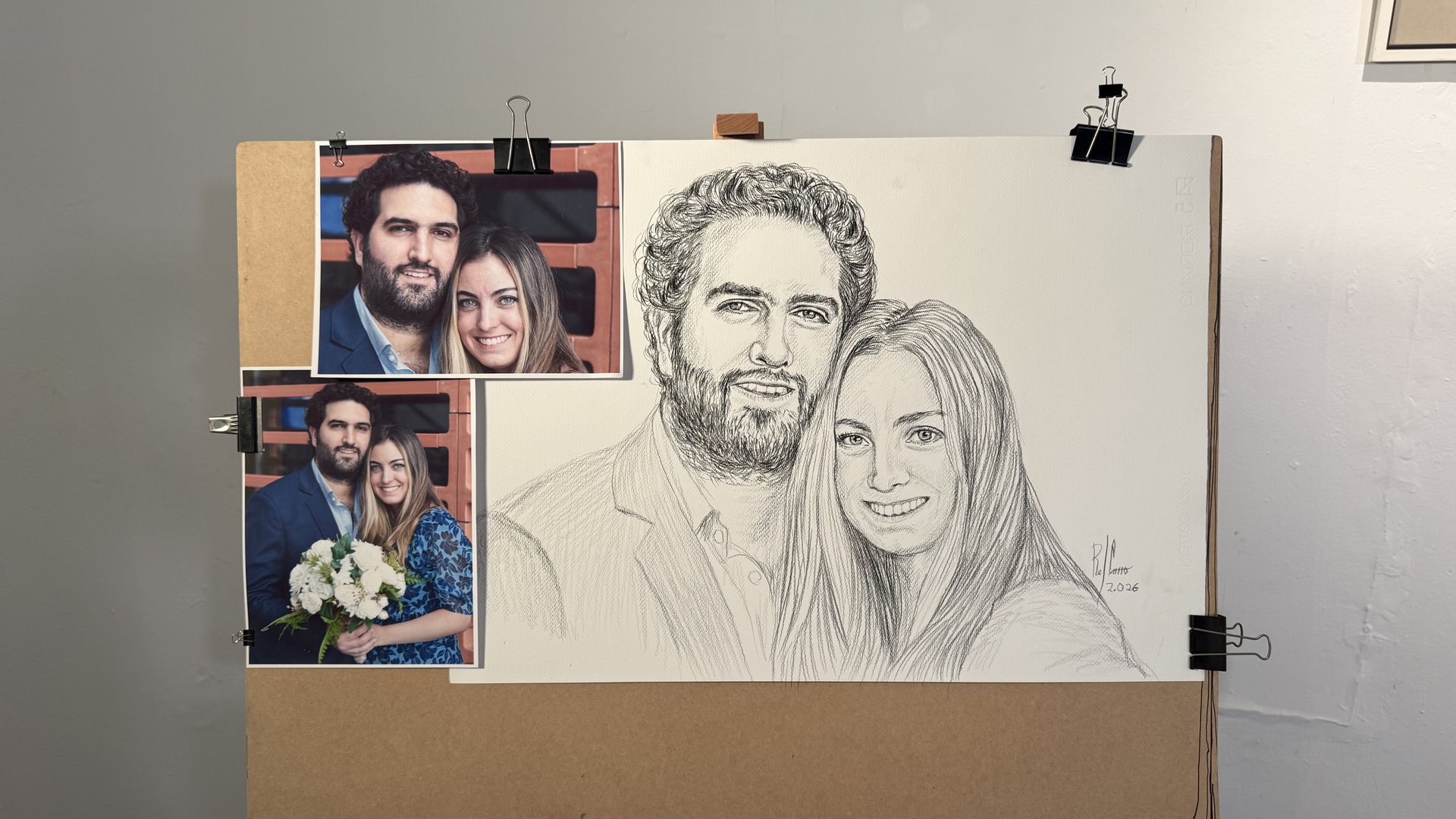 Xi y Edu Portrait Progression 15 - Progresión del Dibujo 15 - Rafael Corro